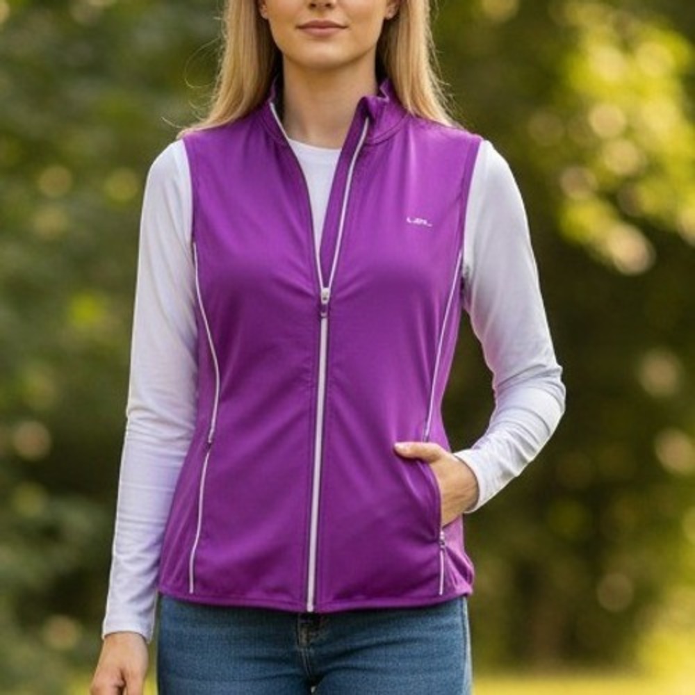Lauren Ralph Lauren Active Purple Full Zip Sleeveless Vest Mock Neck Womens L